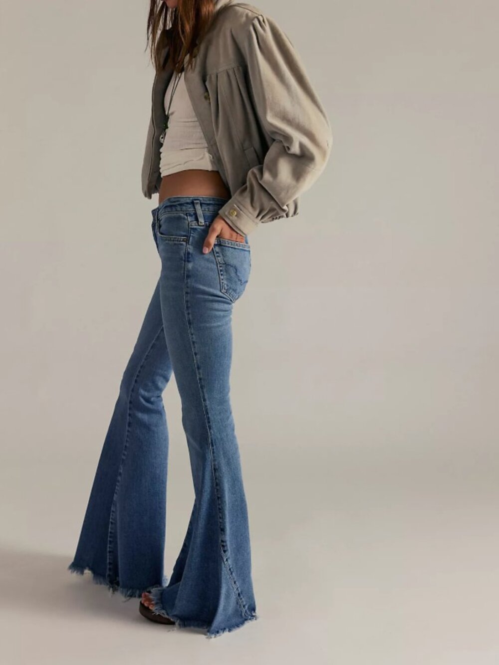 Free People Medium Wash Denim Flare Jeans - Picture 2 of 10